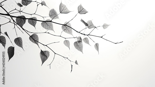 Blurry black and white shadows of the leafy tree on a gray background. silhouette concept