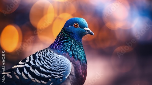 Pigeon in blurred background with abstract focus. silhouette concept