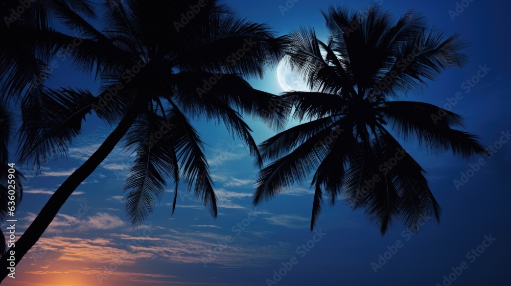 dusk of palm. silhouette concept