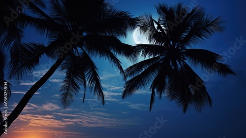 dusk of palm. silhouette concept