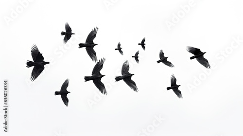 Group of white birds on a backdrop. silhouette concept © HN Works