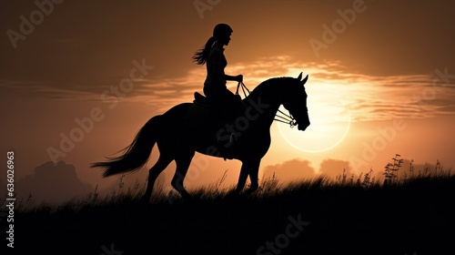Silhouette of a person riding a horse