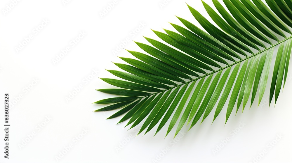 Fototapeta premium Closeup of palm leaf on white background. silhouette concept