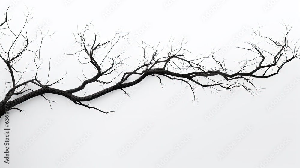 White background isolated tree branches. silhouette concept