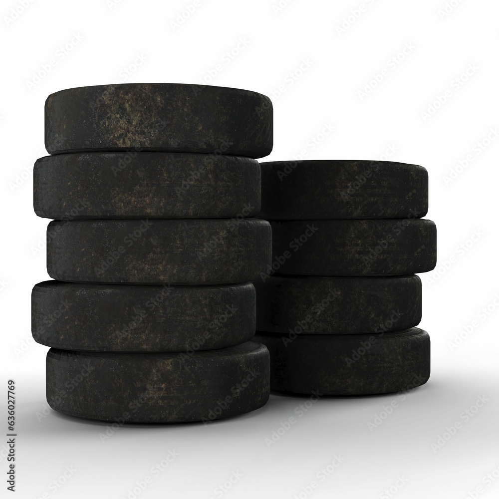 3D rendering of stacked black tiers isolated on a white background 3D rendering of stacked black tiers isolated on a white background