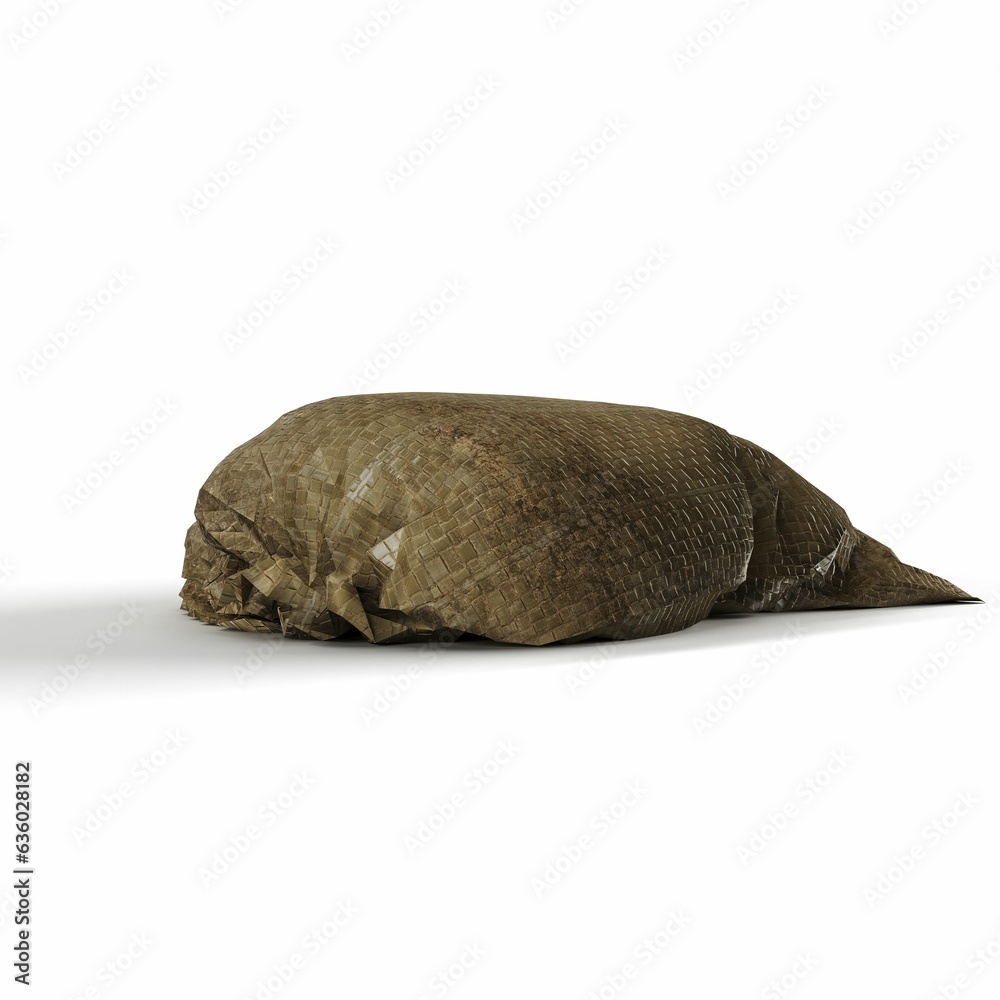 Obraz premium 3D rendering of a stuffed dirty sack isolated on a white background