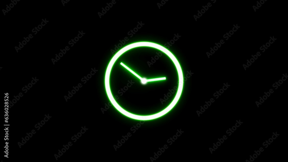 abstract glowing neon clock icon illustration background 4k abstract glowing neon clock icon illustration background 4k