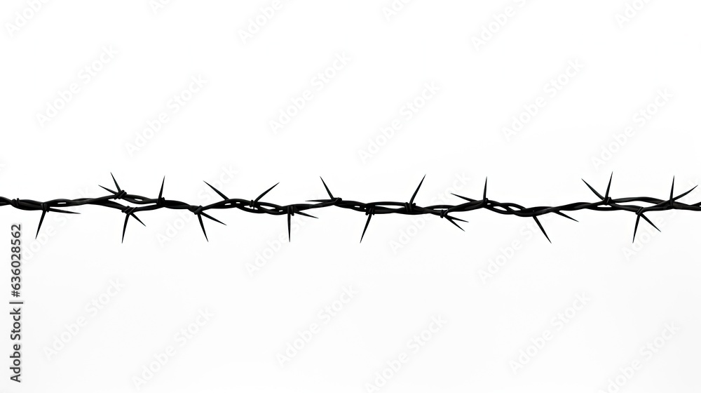 Isolated barb wire fence on white background. silhouette concept Isolated barb wire fence on white background. silhouette concept