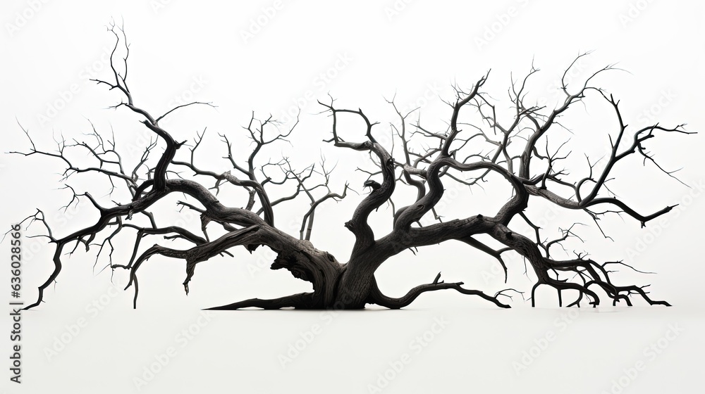 Obraz premium White background in Thailand with a dead tree. silhouette concept
