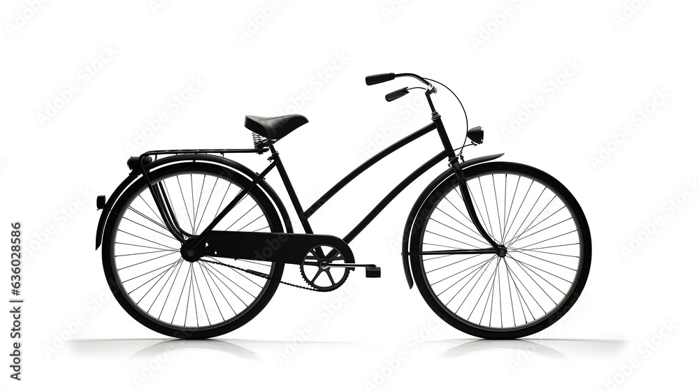 Fototapeta premium Isolated white vintage bike with shadow. silhouette concept