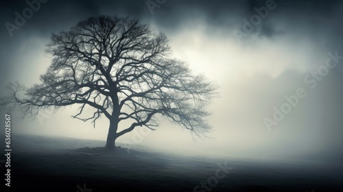 Foggy tree. silhouette concept © HN Works