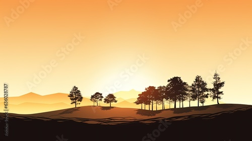 See trees on hill in farm in silhouette