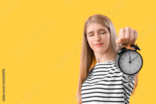 Stressed young woman with a...