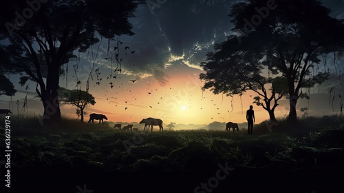 Rediscover nature during the pandemic. silhouette concept