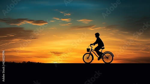 Boy on bike for fitness silhouette