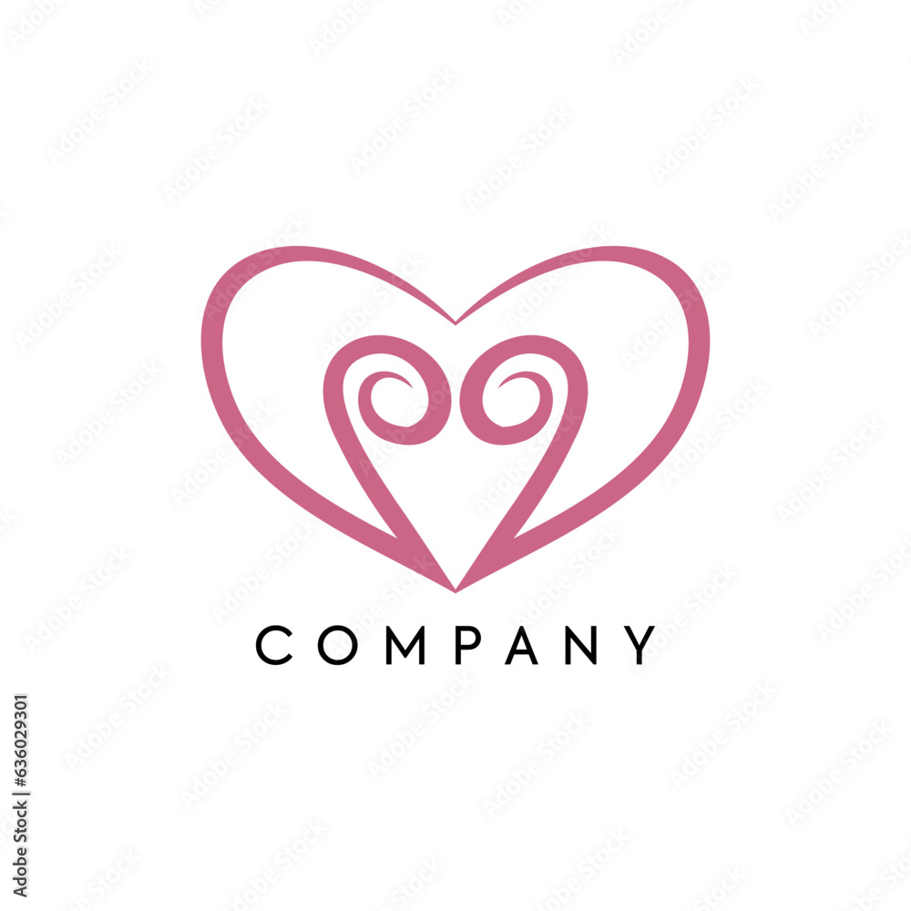 Heart logo design, fashion logo, love logo, pink logo, social logo, eps