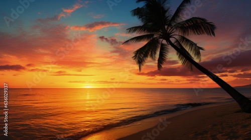 Gorgeous sundown featuring palm trees silhouette © HN Works
