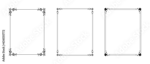 Floral decor vintage frame borders corners ornate vector illustration