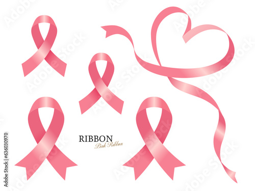 ピンクリボン Classic pink ribbon illustration