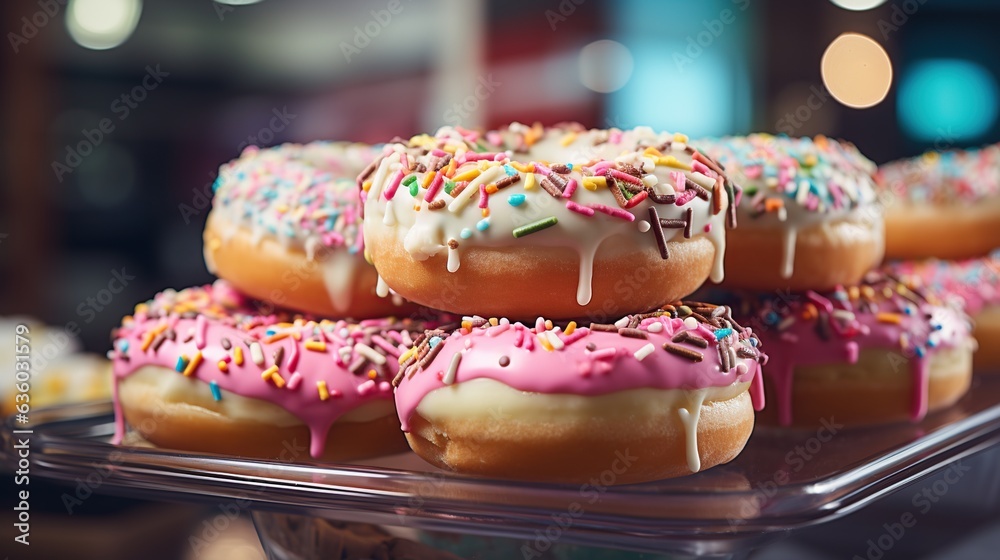 donuts with delicious cream - obrazy, fototapety, plakaty 