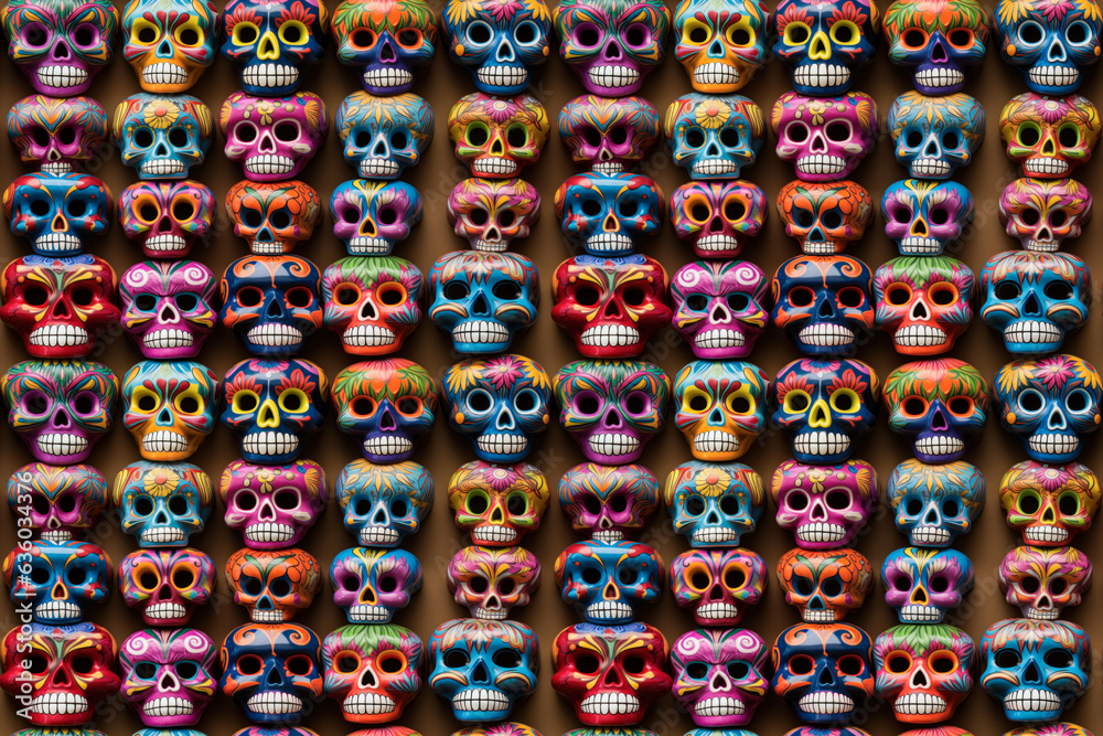 Day of the Dead skulls seamless texture, tiling pattern, wallpaper, background, texture