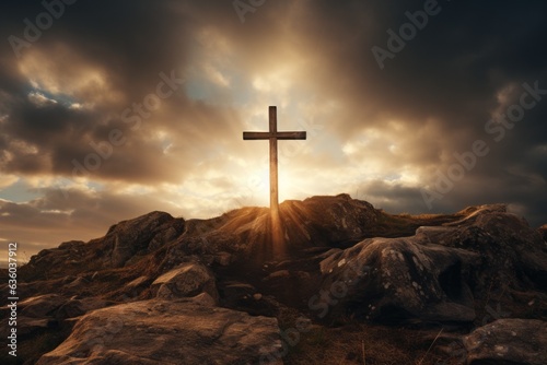 The cross as a religious symbol. Background with copy space