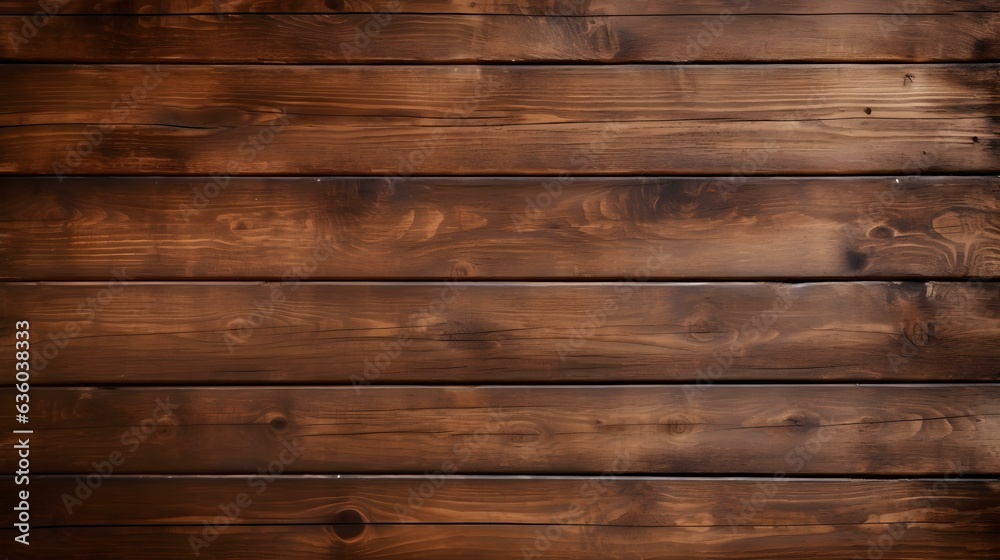 Naklejka premium Close up of brown painted wooden Planks. Wooden Background Texture 