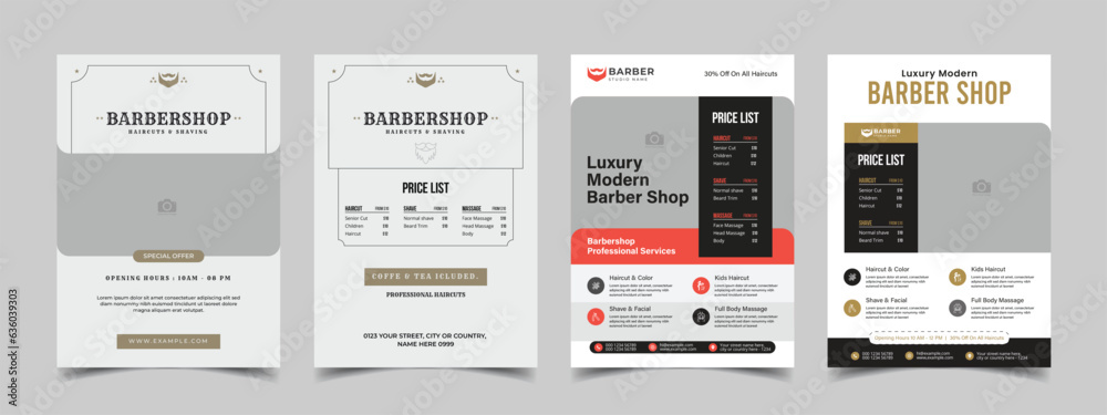 barbershop flyer template design with editable promotion beauty salon brochure cover poster template 