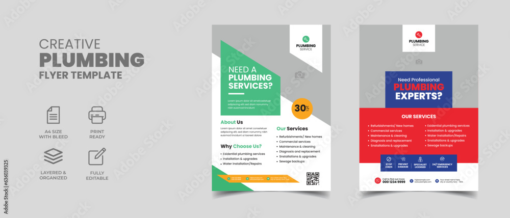 Obraz premium professional plumbing service flyer template with home repair flyer poster layout template 