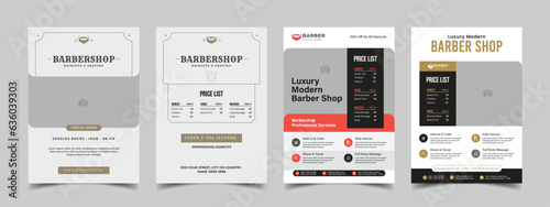 barbershop flyer template design with editable promotion beauty salon brochure cover poster template 