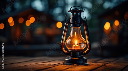 Oil Lamp Shining on dark Background © almeera