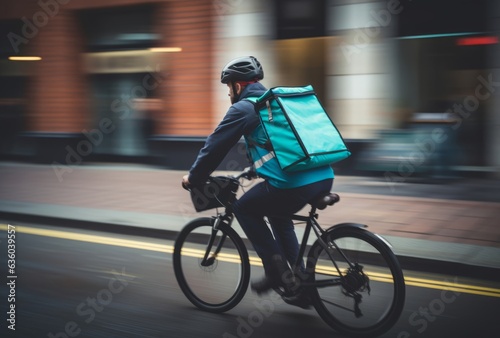 Bike Courier around the city with Motion blur