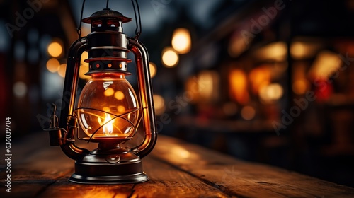 Oil Lamp Shining on dark Background © almeera