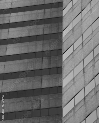 Grayscale of modern architecture of Denver, Colorado