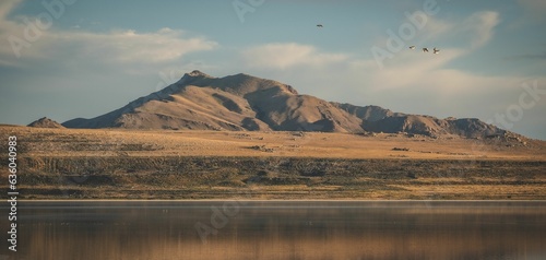 Closeup of a majestic mountain range and Salt Lake City