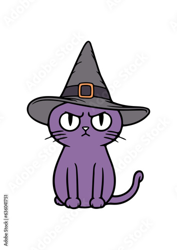 Mystical Witch Cat Vectors: Premium Halloween Cat Artwork for Designs