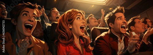 Cinema Audience Reactions - cinema themed illustration in comic style