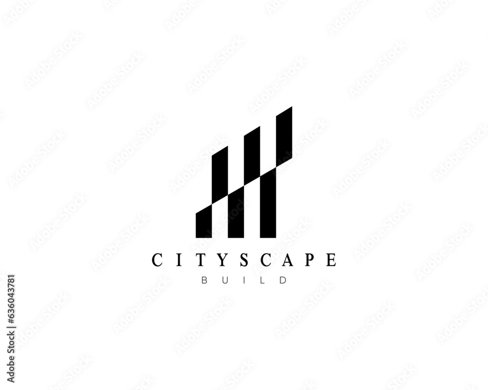 Modern city building logo design template for business identity.