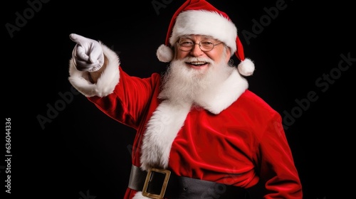 Old Santa Claus points aside. Stock photo against plain background - Christmas themed stock photo