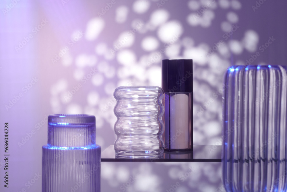 Medical skincare and cosmetic cream mockup on glass pedestal Medical skincare and cosmetic cream mockup on glass pedestal