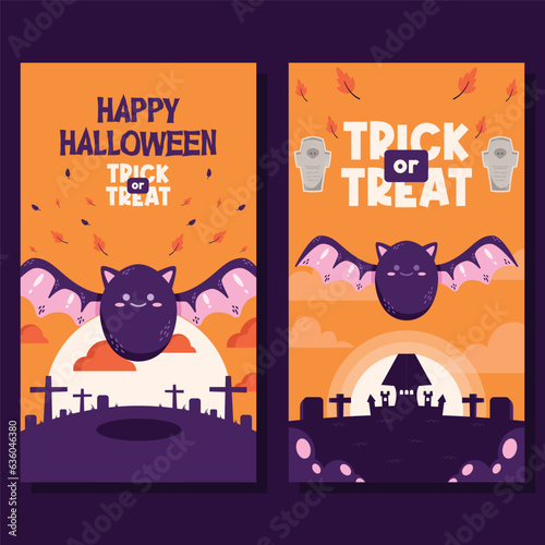 flat halloween background banner social media template