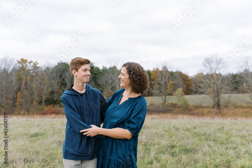 middle aged mother and her teenage son