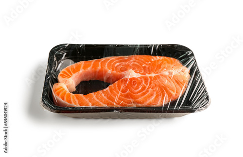 Fresh salmon steak in plast...