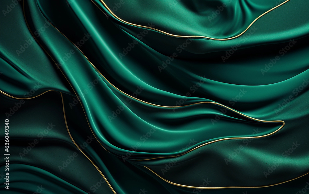 Obraz premium Emerald Elegance: Luxurious Green and Gold Textured Wallpaper Illustration. AI