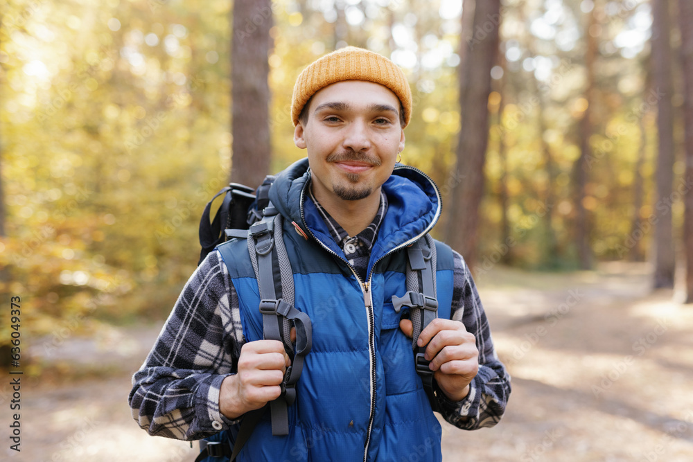 Active tourist daylight adventure autumn forest