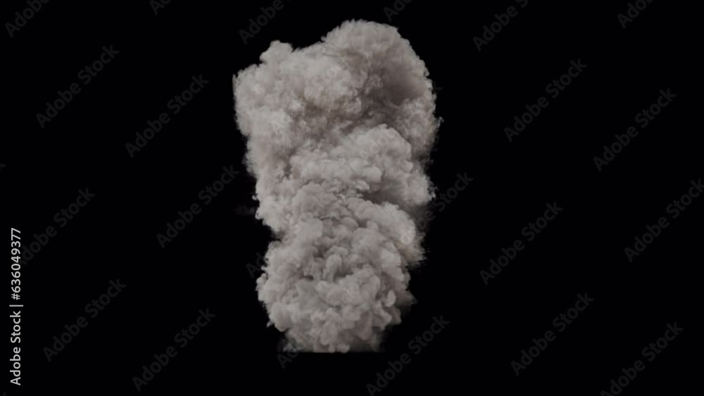 Thick heavy smoke rising and billowing like a big column of pollution from an explosion, 4k 30p with alpha channel for transparency Thick heavy smoke rising and billowing like a big column of pollution from an explosion, 4k 30p with alpha channel for transparency