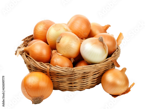 onions in a basket - transparent background