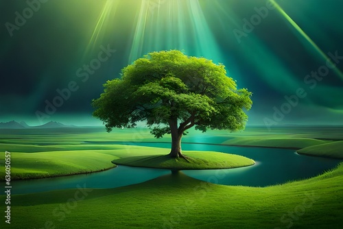 green tree on the field