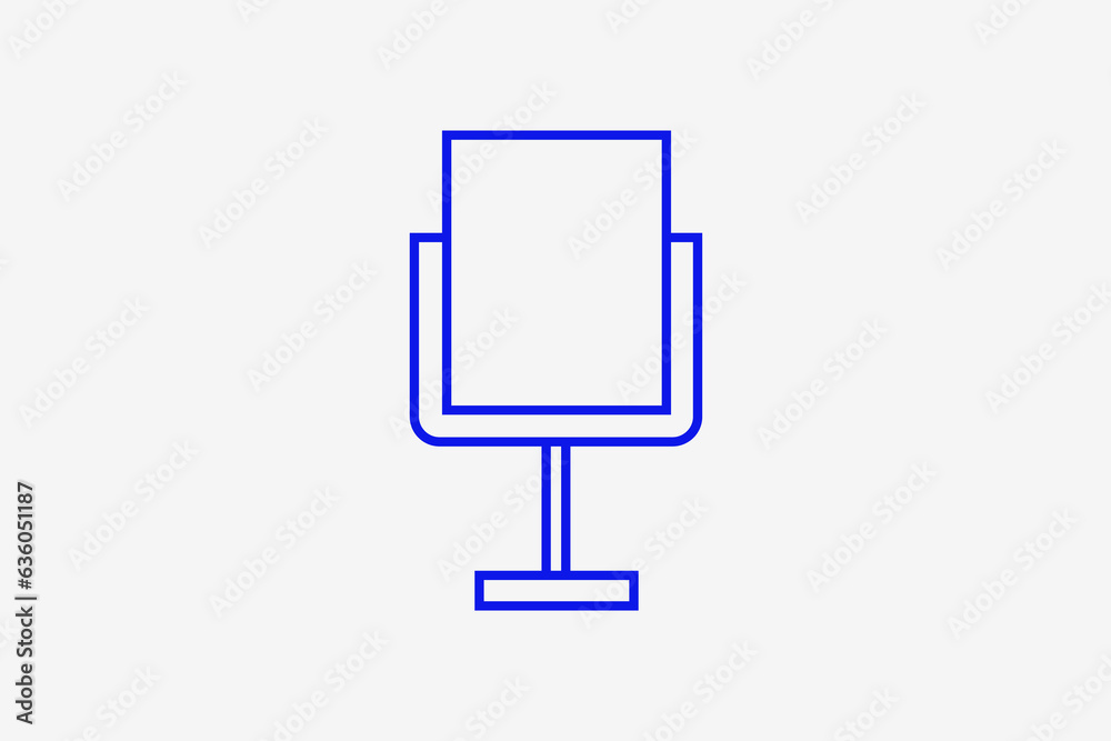 mirror illustration in flat style design. Vector illustration in trend blue color. 
