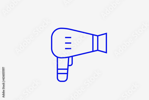 hair dryer illustration in flat style design. Vector illustration in trend blue color. 
